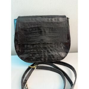 Vintage Genuine Crocodile Hornback Purse Crossbody Black